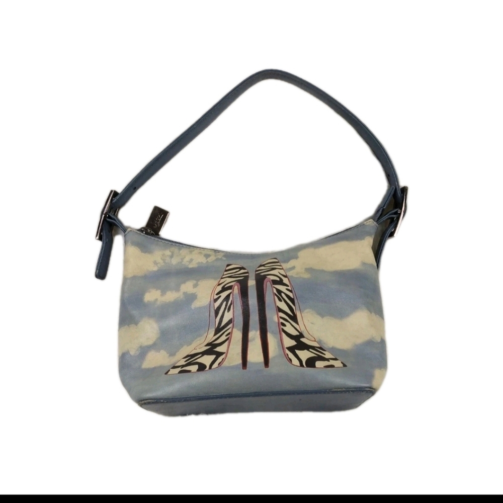 ICON Los Angeles Art Painted Stiletto Heels On Clouds Genuine Leather Purse Rare